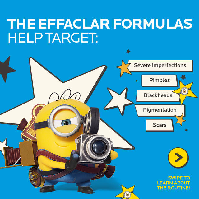 Effaclar formulas target: imperfections, pimples, black heads, pigmentation, scars